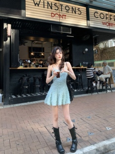 两色吊带连衣裙甜辣风短裙送脖带 宇宙热恋期 八盖pinky piggy