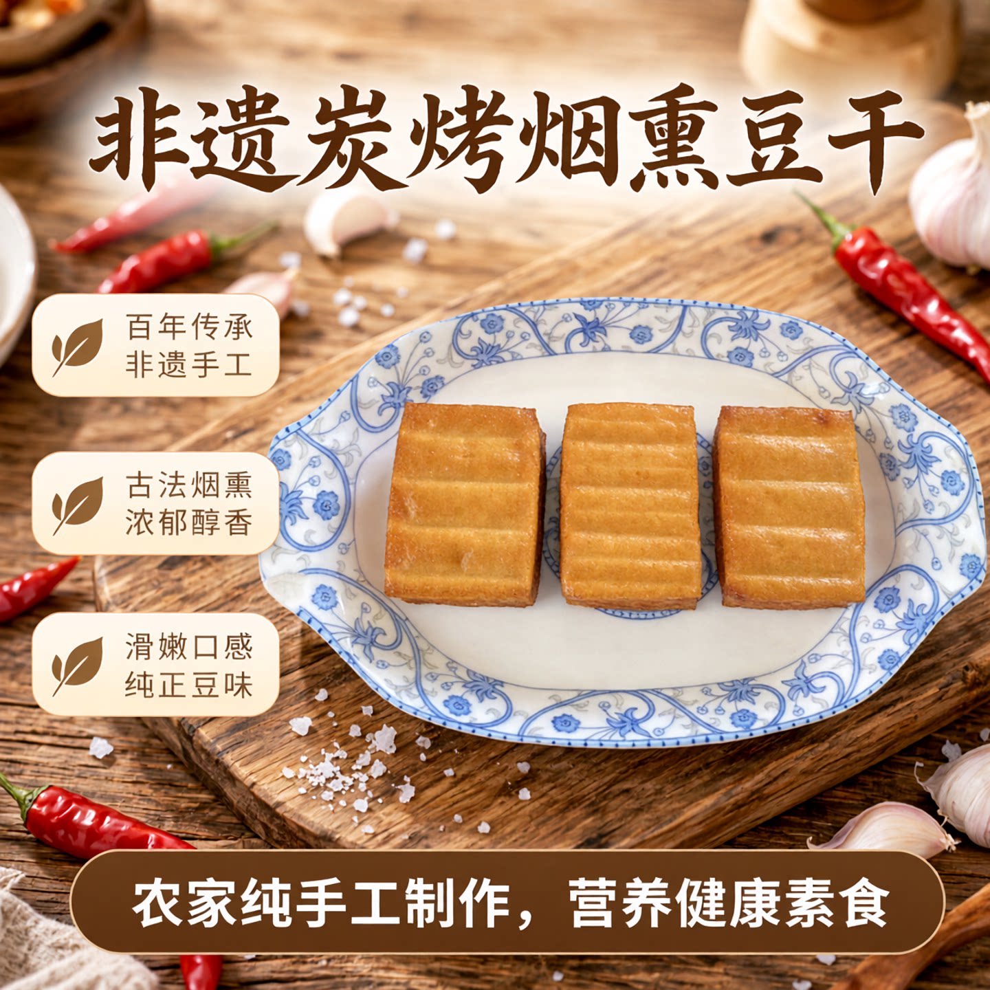 浙江东阳烟熏豆腐干炭烤豆干非遗美食纯手工卤水香干农家炒菜下饭