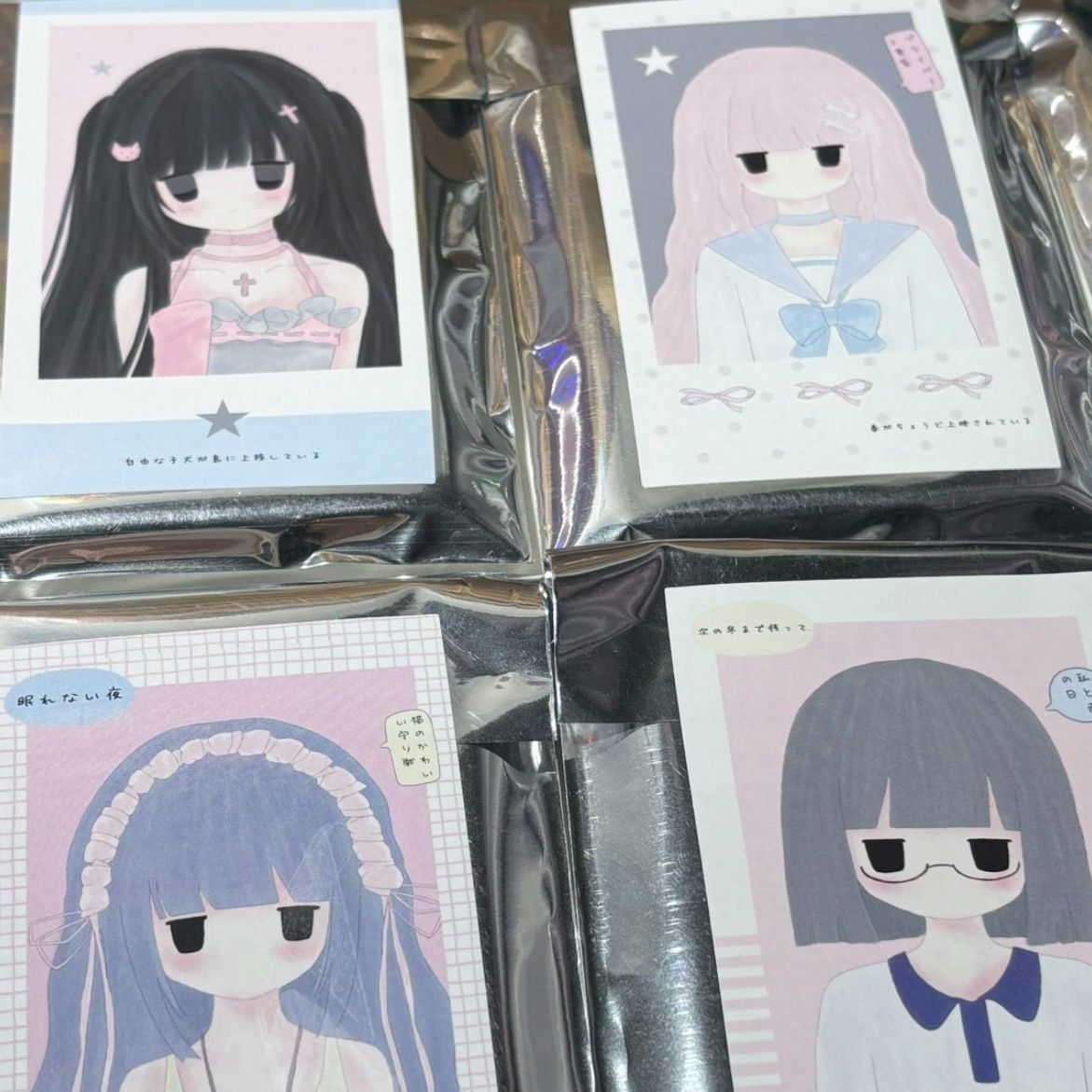 Ins韩系动漫少女拍立得卡通可爱手帐装饰防水贴画原创封口贴文