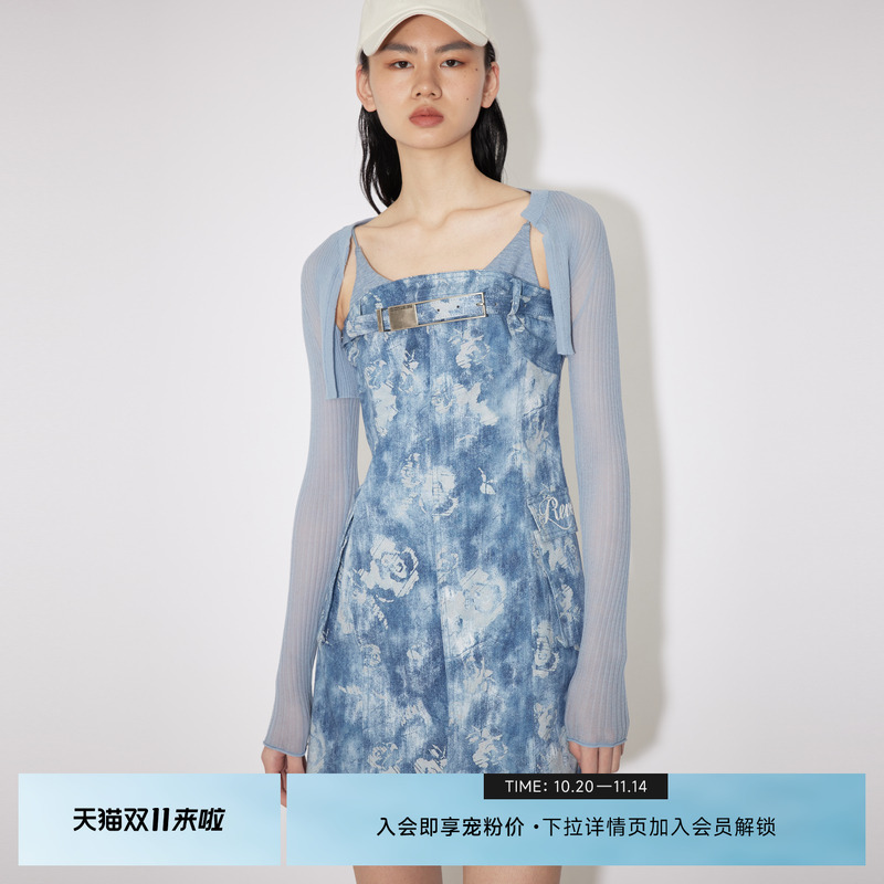 【宠粉直降】REVAN芮范奥莱夏季摩登辣妹仿牛仔连衣裙RM31101238