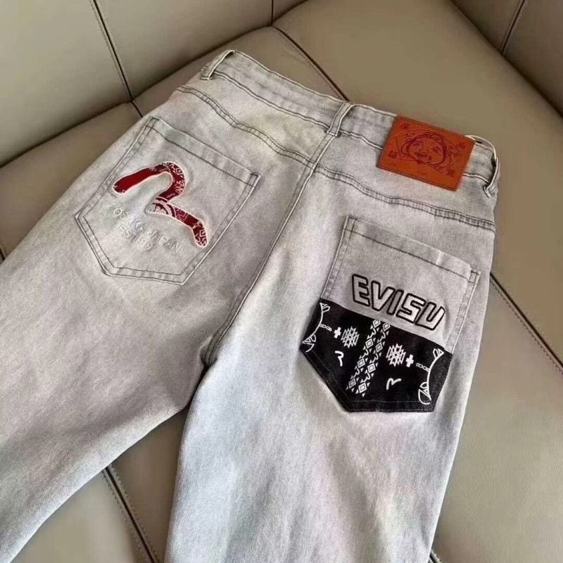严选牛仔裤网红爆款男款2024潮流字母图案修身帅气直筒休闲长裤薄