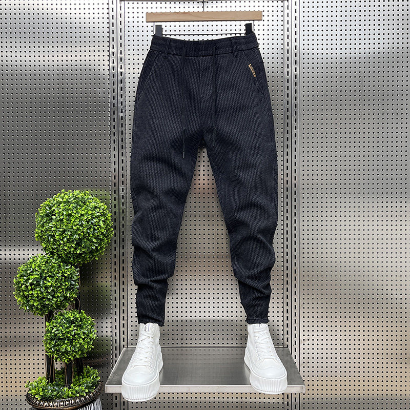 秋季新款潮流弹力修身小脚裤潮牌男士高弹痞帅休闲长裤韩版九分裤