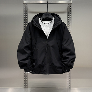 潮流户外高街痞帅加棉冲锋衣男2025秋冬新款 夹克 潮牌加厚连帽短款