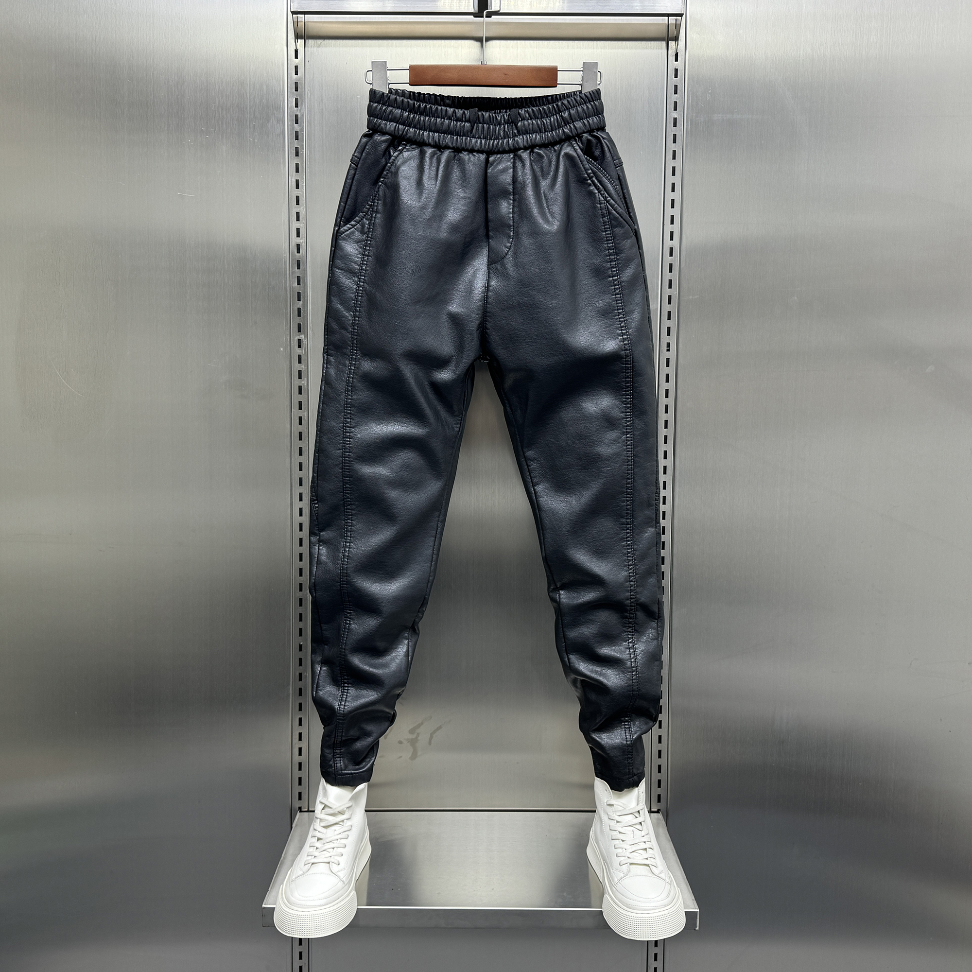 秋冬季外卖骑手机车防风皮裤