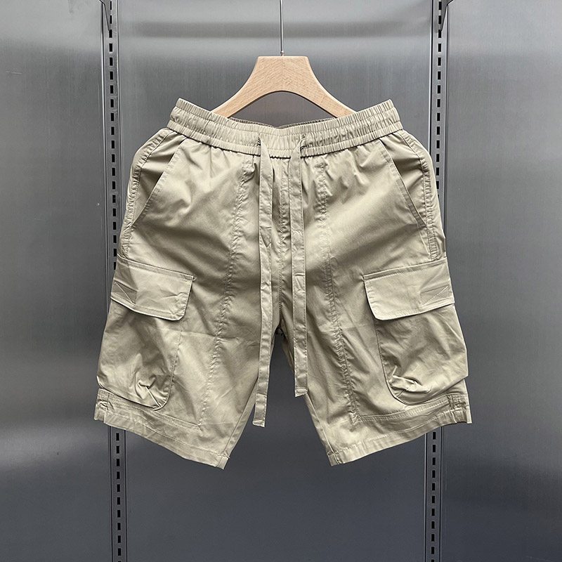 夏季青年休闲裤薄款美式痞帅速干五分裤百搭运动沙滩直筒工装短裤