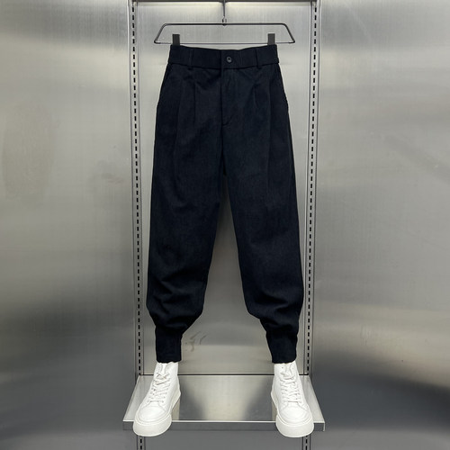 2023秋冬季新款灯芯绒直筒束脚裤