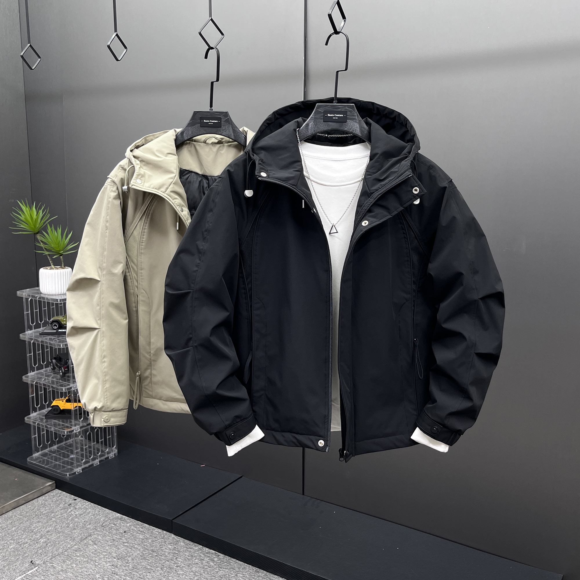 秋冬款美式加棉连帽夹克外套潮牌