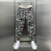 宽松高级感涂鸦字母设计感潮流束脚裤 重磅名族风提花休闲裤 男秋季