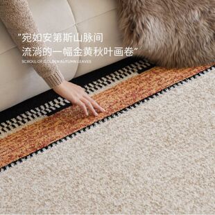 无胶防水地毯客厅沙发卧室老钱风轻奢高级感中古风抗污抑菌床边毯