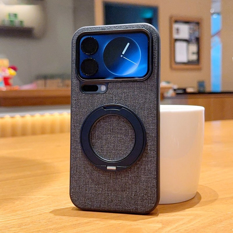 适用小米17手机壳创意时尚高端奢华金甲布纹小米17pro全包防摔皮纹保护套商务奢华小米17promax旋转支架