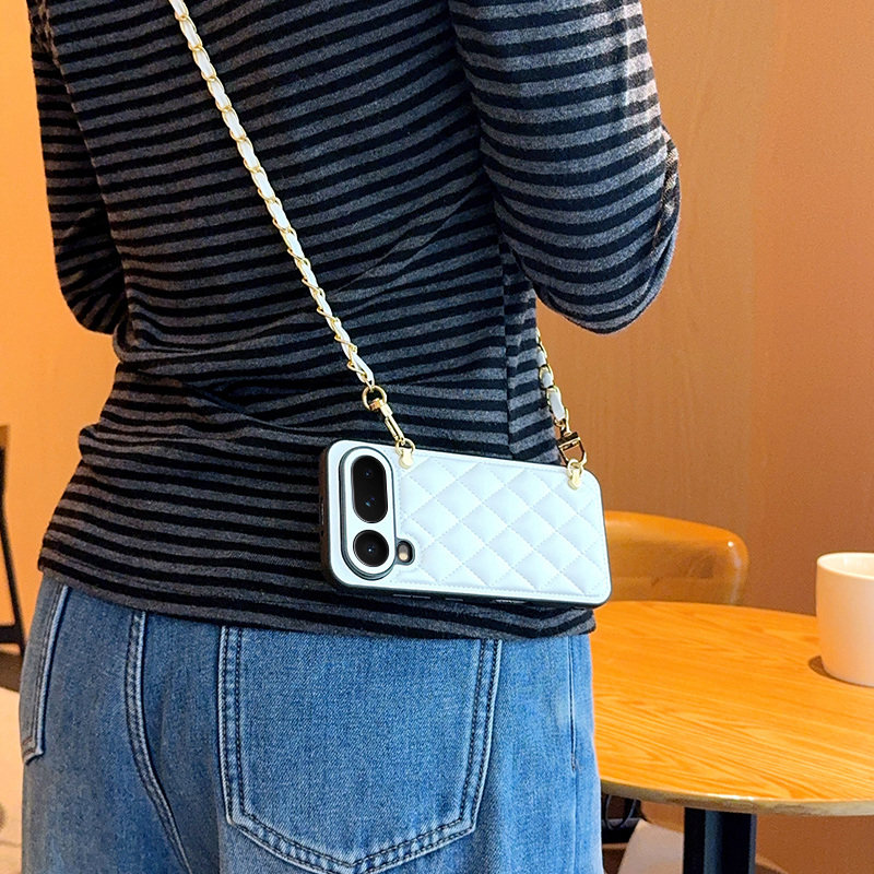 适用荣耀Magic8ProAir手机壳全包防摔硬壳斜挎挂绳女款荣耀Magic8ProAir保护套简约菱格小香风