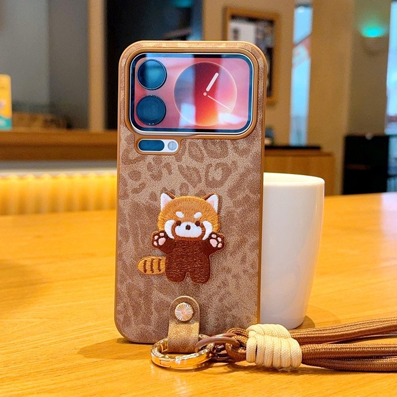 适用小米17手机壳创意时尚皮纹硬壳小米17promax保护套全包防摔豹纹小米17Pro刺绣猫白色支架手提款