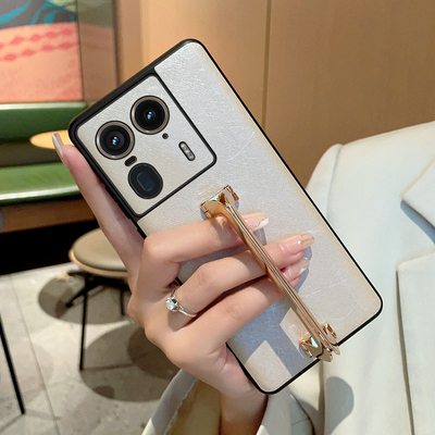 适用于摩托罗拉X50Ultra手机壳创意折叠方扣支架motox50ultra防摔蚕丝纹保护套X50Ultra高级感男女皮纹硬壳