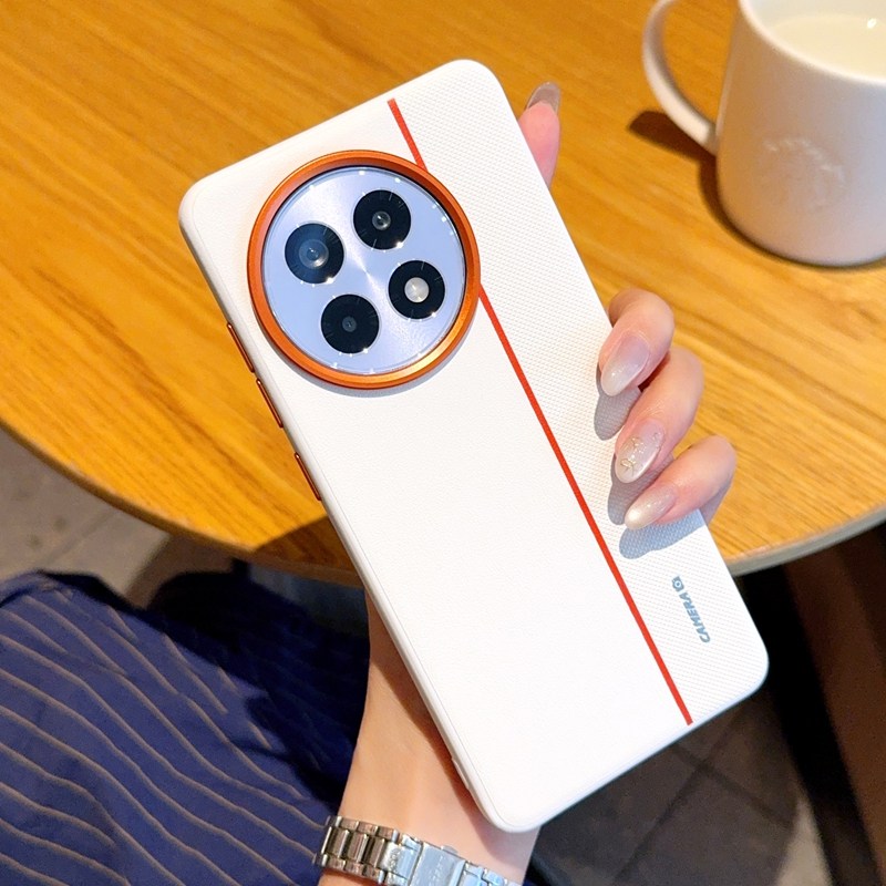 适用努比亚M153豆包手机壳简约时尚高挡金属镜头圈努比亚M153硬壳商务网红保护套nubiaM153金甲三拼橙