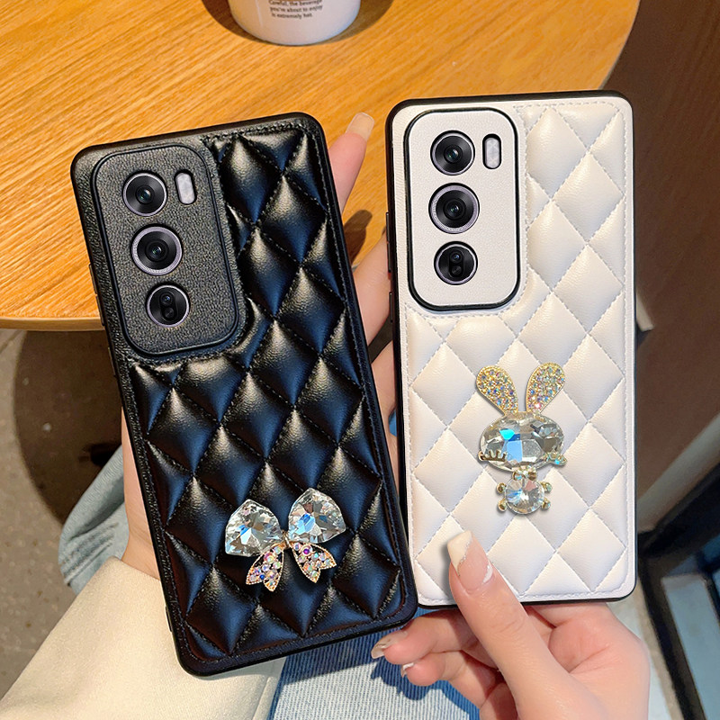 适用于OPPOReno12手机壳创意时尚水晶蝴蝶外壳opporeno12pro全包防皮质保护套Reno12高档创意水晶兔潮款