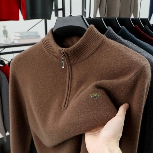 卡帝乐鳄鱼男半高领羊毛衫加厚
