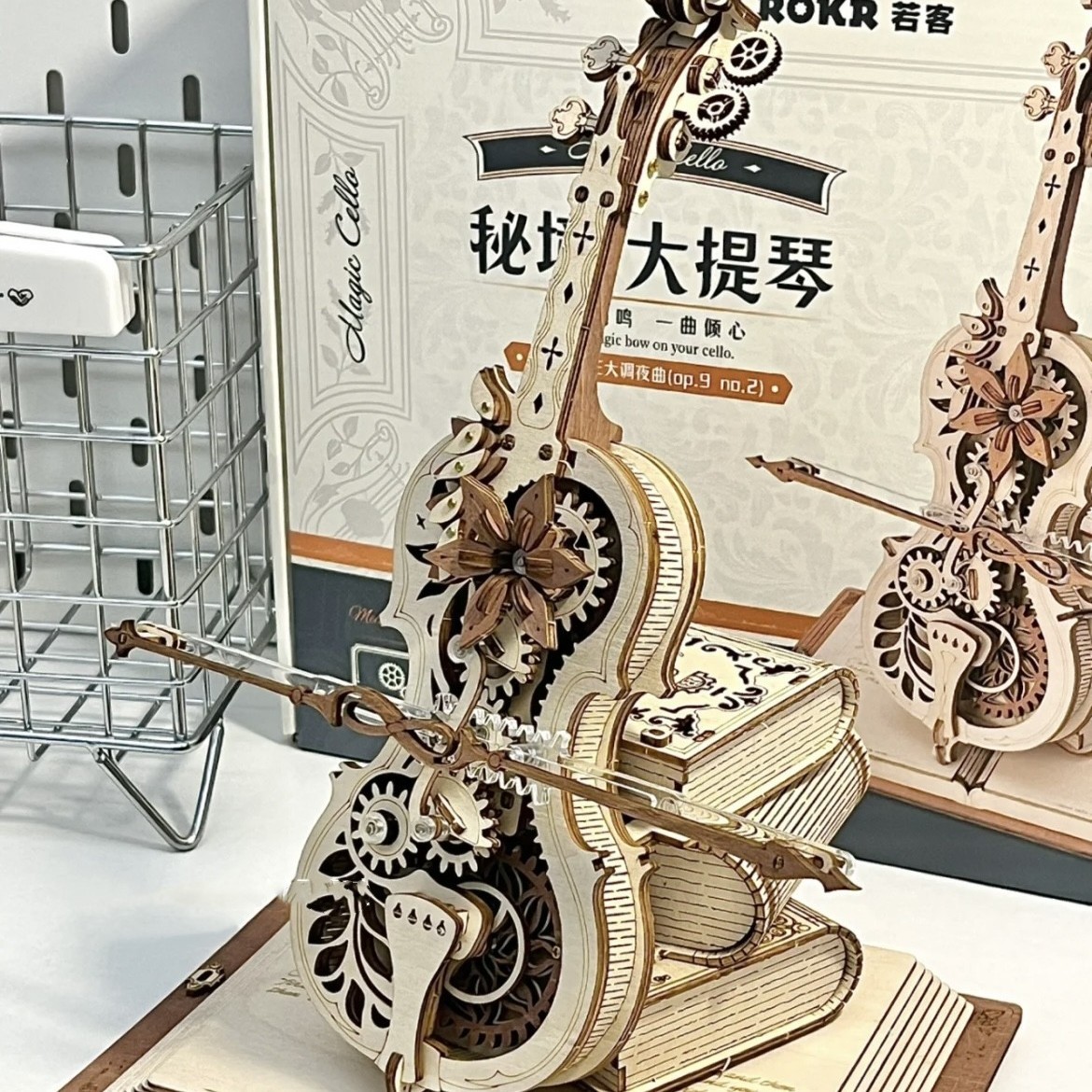 正版若客秘境大提琴音乐盒八音盒diy手工木质拼装模型生日礼物送