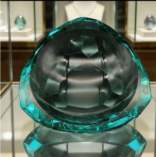 K9水晶湖蓝果盘黄摆件装饰品桌面玄关电视背景墙推荐