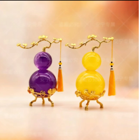 紫黄葫芦水晶桌面摆件装饰品送礼好物