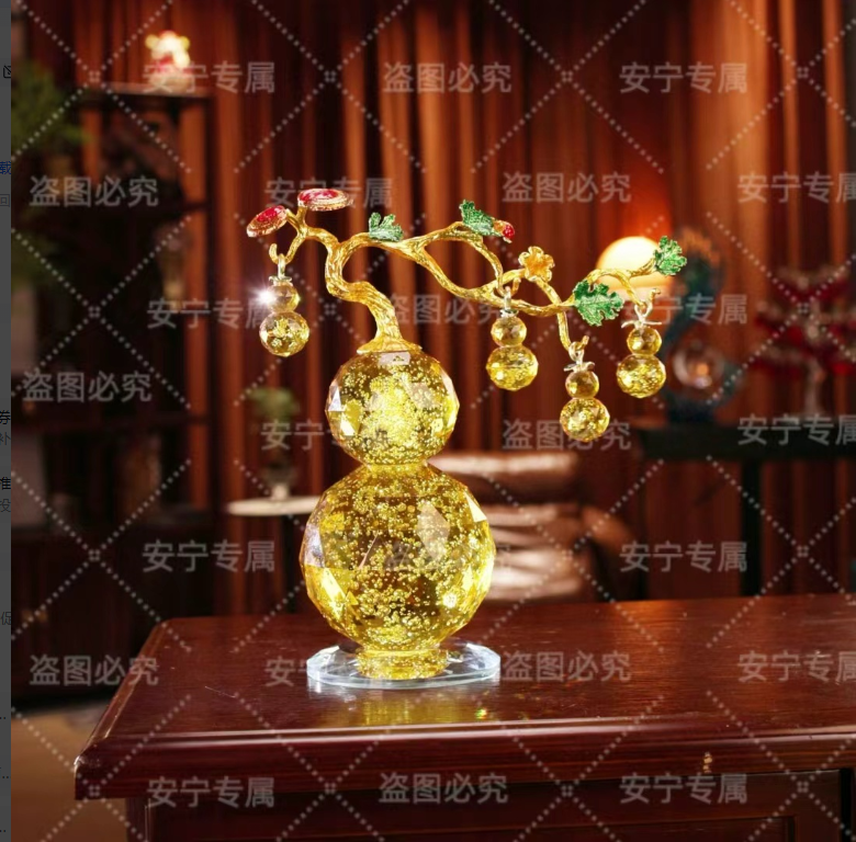 水晶紫色大葫芦家居饰品摆件酒柜影视柜茶几书桌办公桌装饰品