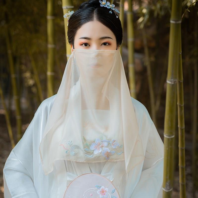 面帘古风遮脸面纱儿童挂耳超仙汉服超仙流苏古装宫廷防晒脸罩公主