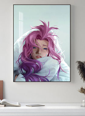 英雄联盟游戏人物装饰画电竞房萨勒芬妮挂画卧室LOL卡莎阿狸壁画