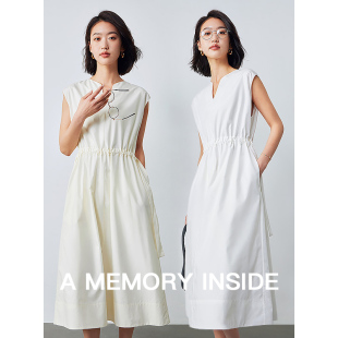 夏季 连衣裙女长款 Inside匹马棉法气质无袖 收腰显瘦裙子 Memory