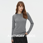 新款 显瘦内搭上衣 复古圆领长袖 T恤女2024春季 Memory Inside美式