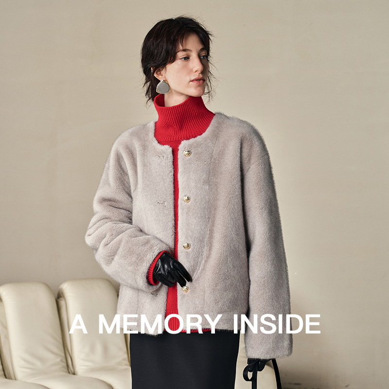 皮毛一体外套女冬季2023年新款