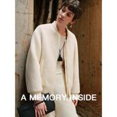 Memory Inside100%羊羔毛白色休闲短外套女廓形百搭飞行员夹克