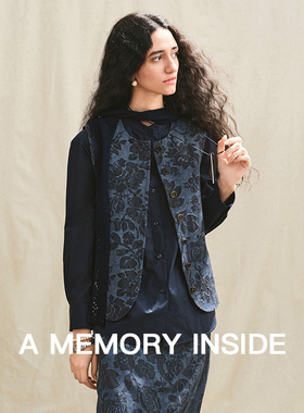 A Memory Inside亚麻提花面料 印花中式圆领马夹/A字半身裙女套装