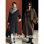 Memory Inside 诗芮 黑色双面骆马绒大衣女2024冬新款 高级感