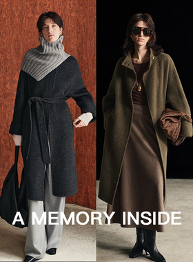 A Memory Inside【诗芮】黑色双面骆马绒大衣女2024冬新款高级感