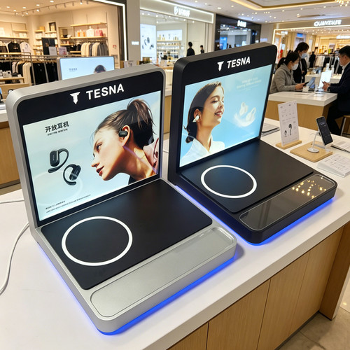 亚克力产品展示架耳机充电宝数码产品陈列直播Led发光展会展示台