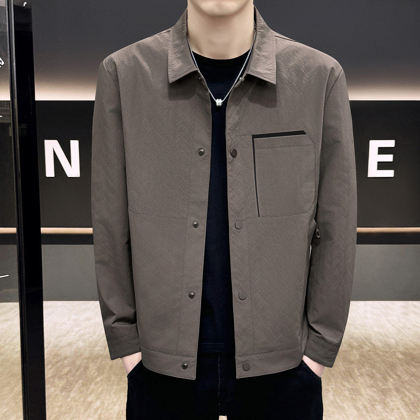 皮尔卡丹翻领夹克男2025新款轻薄商务休闲外套高端春秋季新款男装