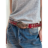 朋克风嘻哈重工铆钉腰带小众设计感机车风亚文化个性 辣妹夸张皮带