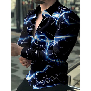 Men's Long Sleeve Gradient Print Shirt男士长袖渐变色印花衬衫