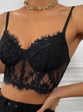 women's casual sexy lace see-through vest 休闲性感蕾丝背心女