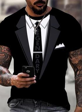 3D digital printed slim fit top for men 3D数码印花修身上衣男