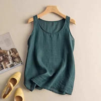 Plus Size Cotton Linen Sling Top Casual plus-size cotton linen sling top for women thumbnail 3