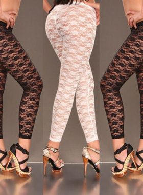 Women's stretch black and white capris    女士弹力黑白九分裤