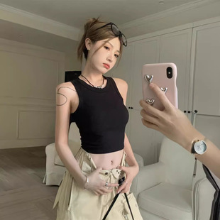 fit slim vest with cushion纯色带胸垫背心女 Solid chest color