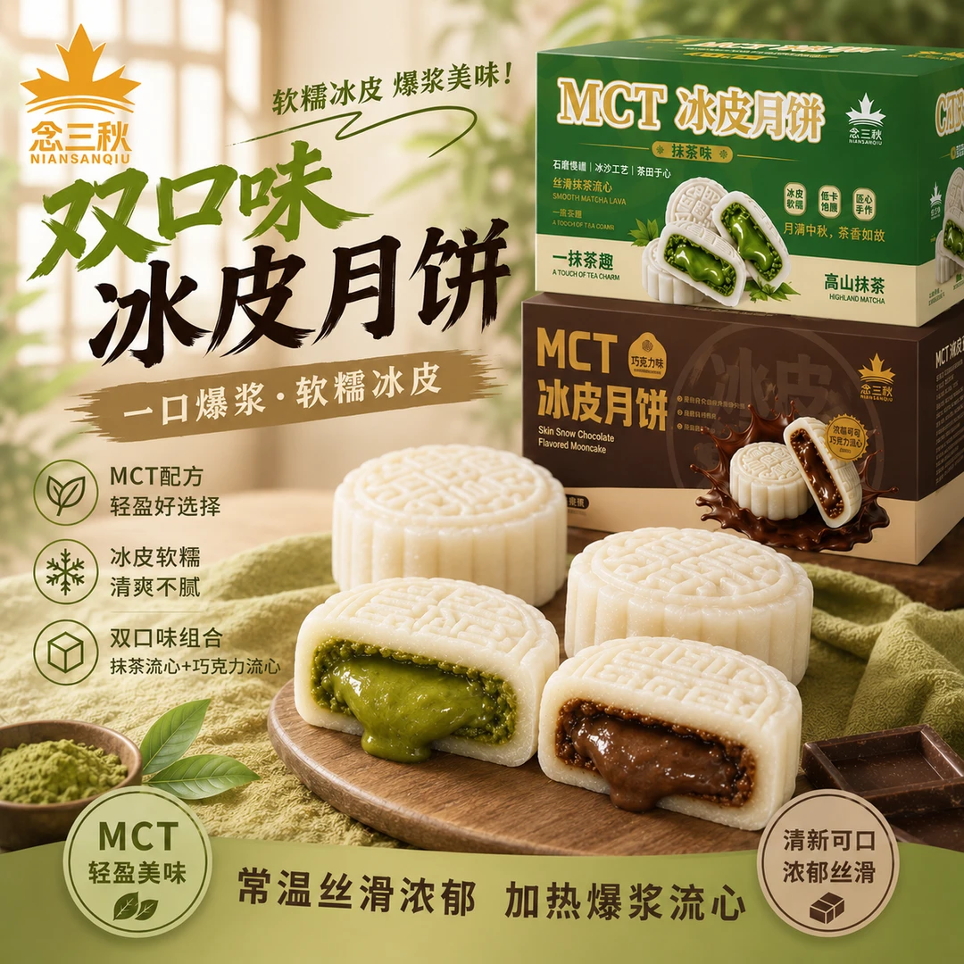 MCT巧克力冰皮月饼纯可可生巧