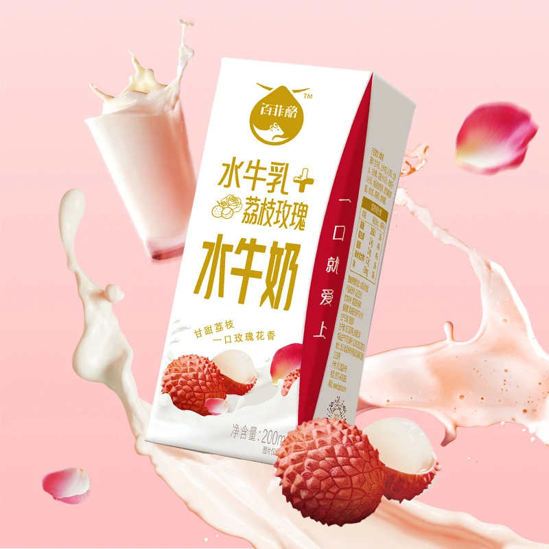 百菲酪荔枝玫瑰水牛奶200ml*10盒
