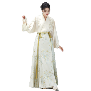 (折扣价)竹影流光汉服女明制6对褶织金马面裙套装刺绣花飞机袖