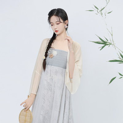 昼雪改良汉服对襟衫竹叶诃子裙