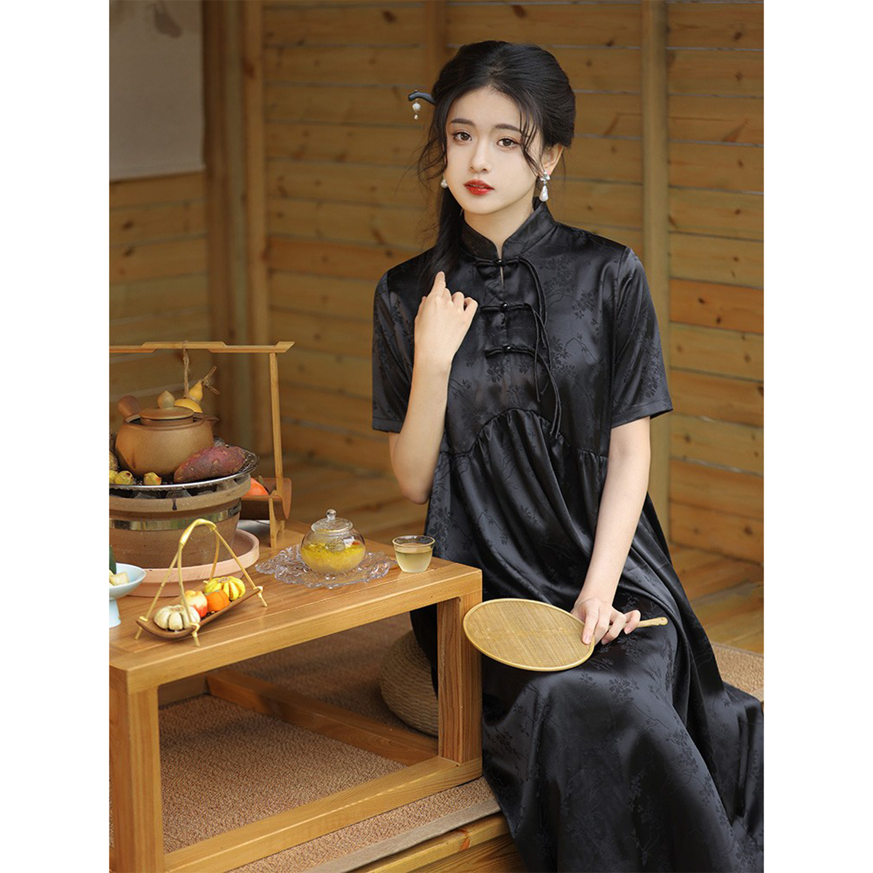 昼雪女旗袍显瘦日常通勤