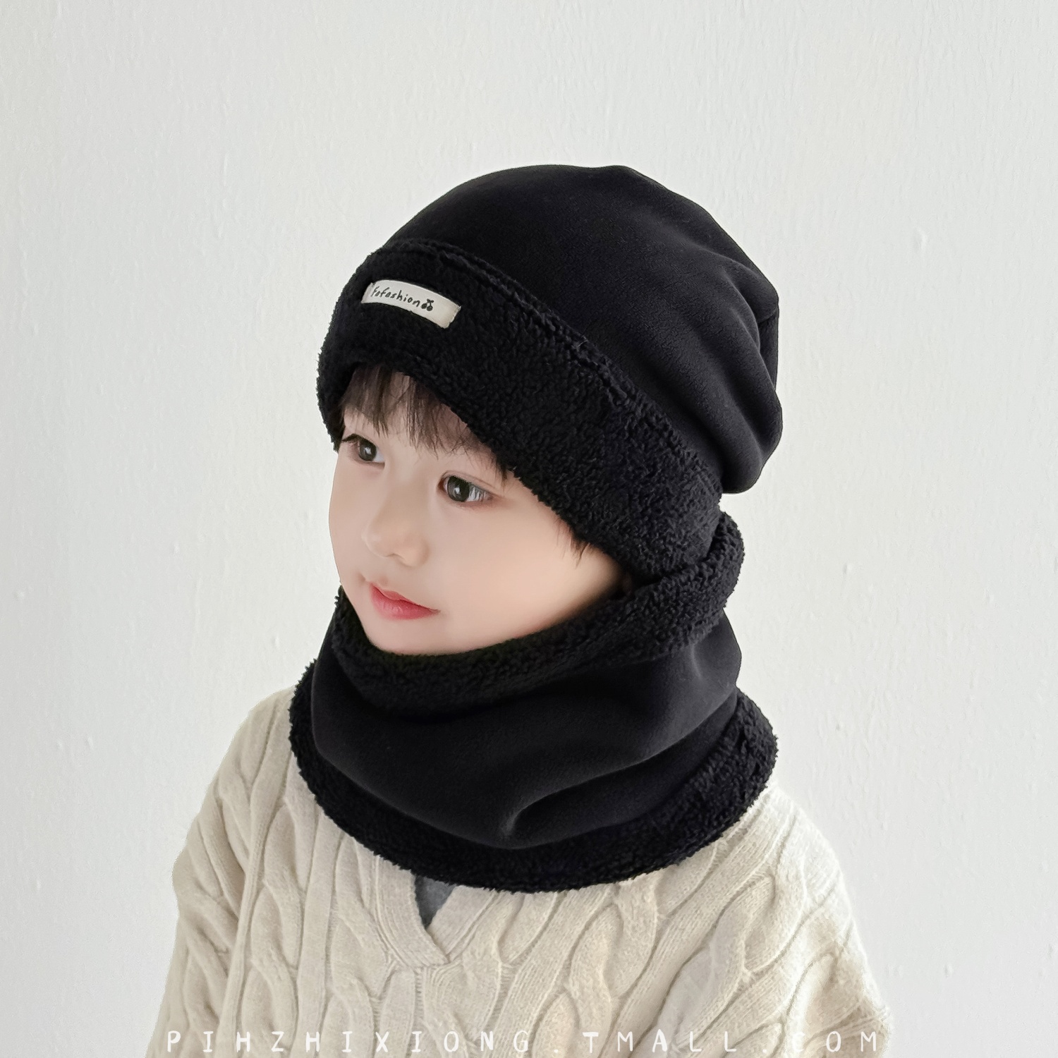 儿童帽子围脖两件套冬季加厚保暖