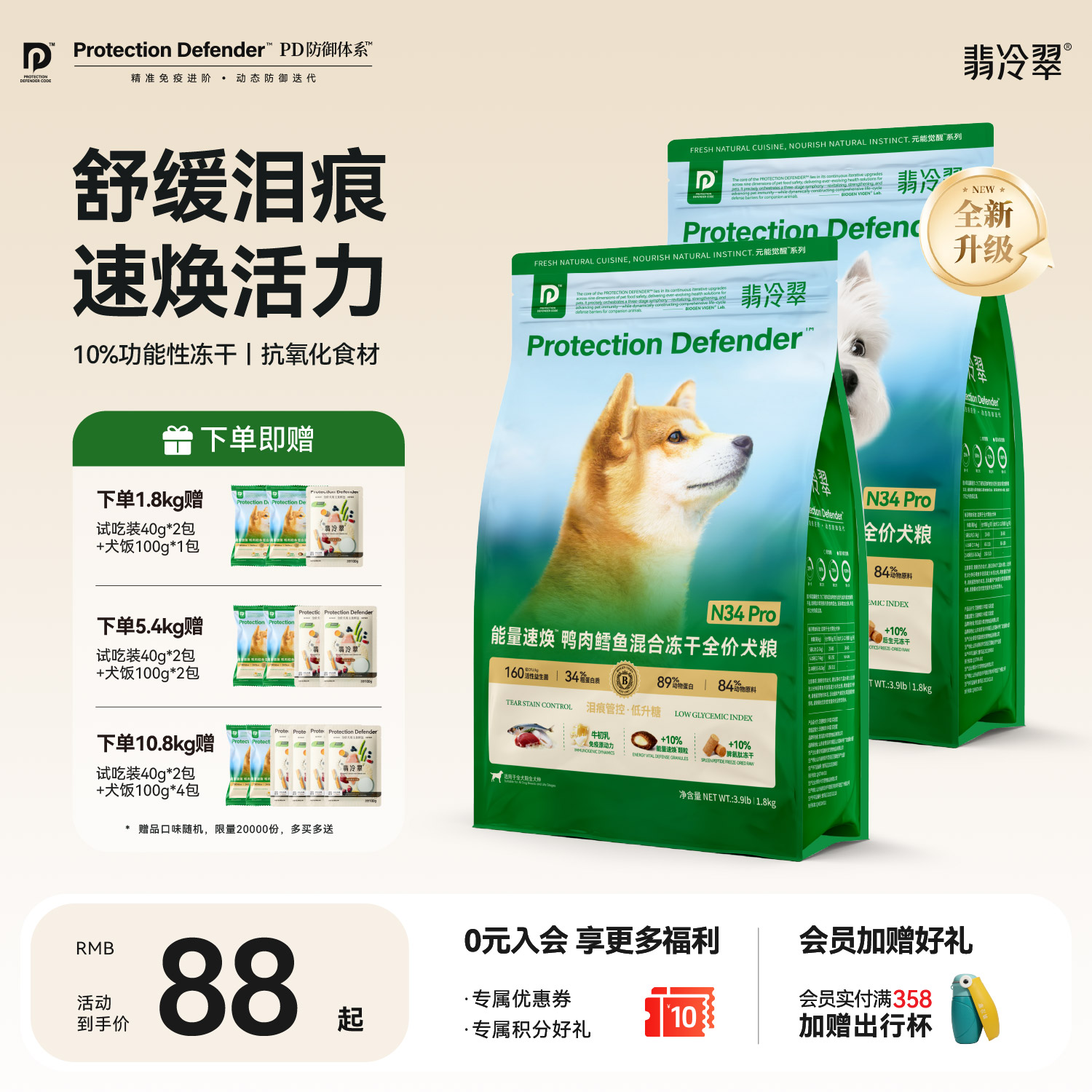 翡冷翠N34Pro鸭肉冻干全价狗粮