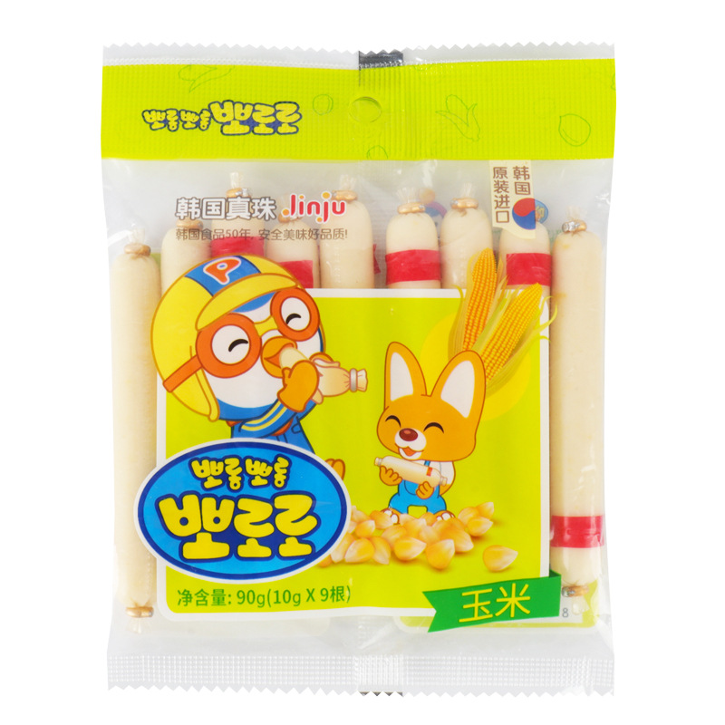 韩国 啵乐乐奶酪味原味玉米味鳕鱼肠宝噜噜9支/袋装 肉肠零食鱼肠